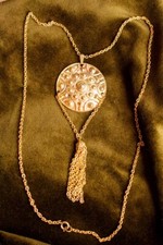 Vintage orig 60s Disco Kette gold Quaste Modeschmuck Ethno Maya Funk Soul