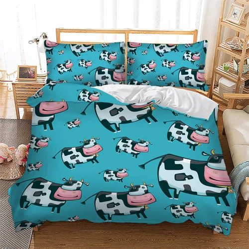 Cartoon Cow Duvet Cover Set for Comforter Bedding Set Pillow Cases Twin Queen US