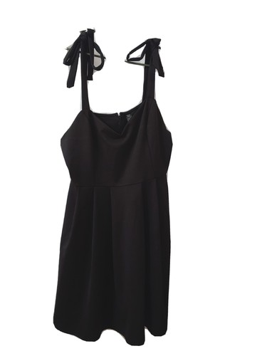 Shein Curve Dress Womens 3XL Black Sleeveless Fit & Flare Tie Straps V-Neck Zip