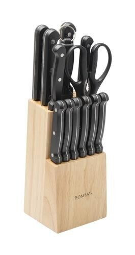 Bombay 14 piece SS Stainless Steel Cutlery Set With Wood Block Black