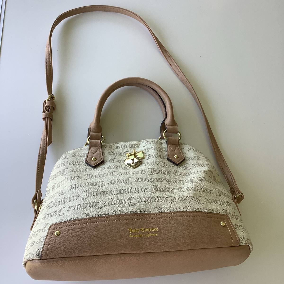 Juicy Couture Pecan White Under Lock & Key Dome Satchel