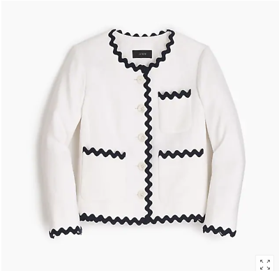 J.Crew Lady jacket with rickrack trim-G5649/G4295-white/black