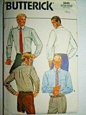 Shirt Collared Sewing Pattern 15 1/2 Butterick 3445 Vtg Mens Dress Casual UC FF