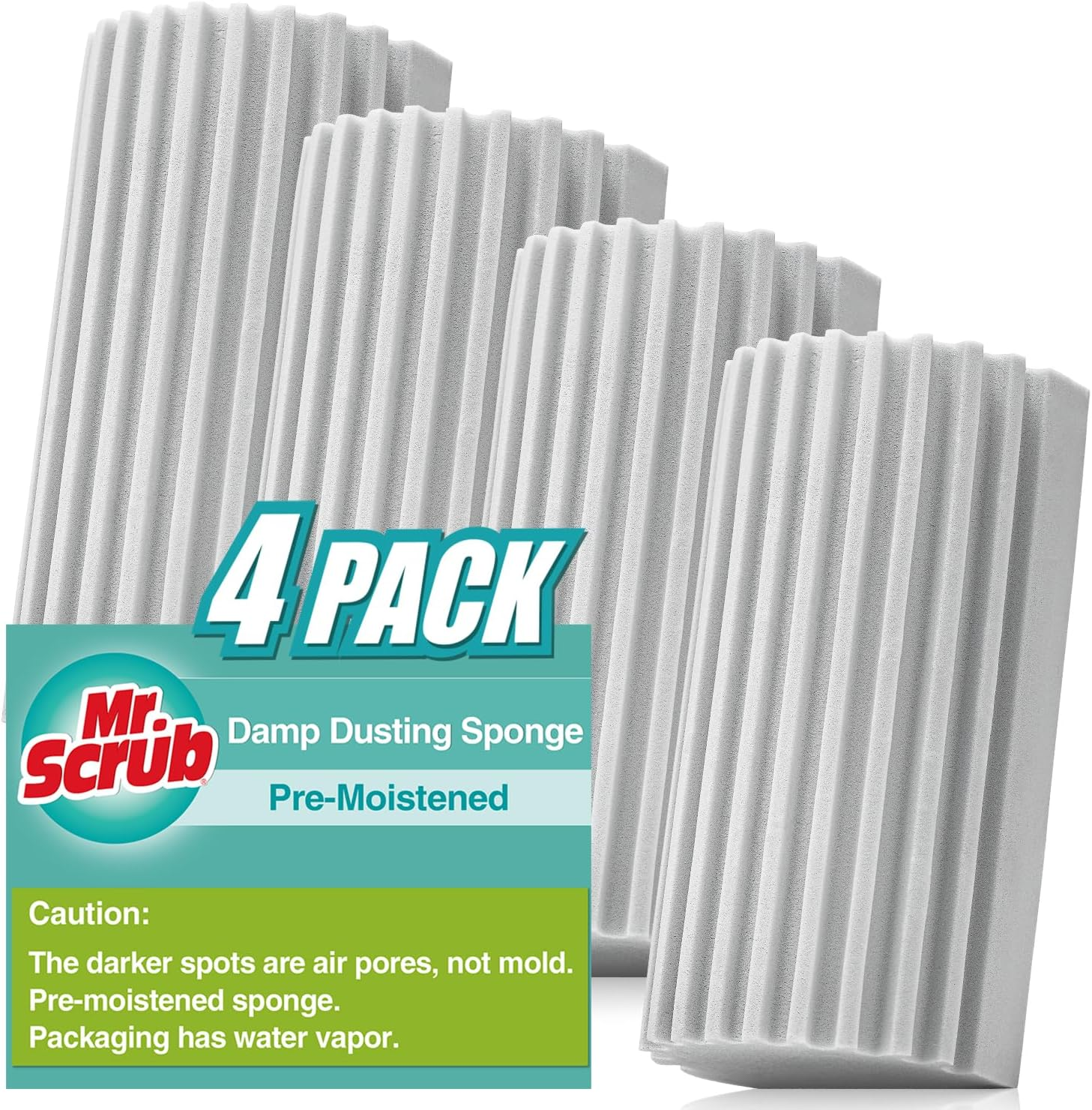4 Pack Reusable Grey Dusting Sponge Duster for Household Cleaning