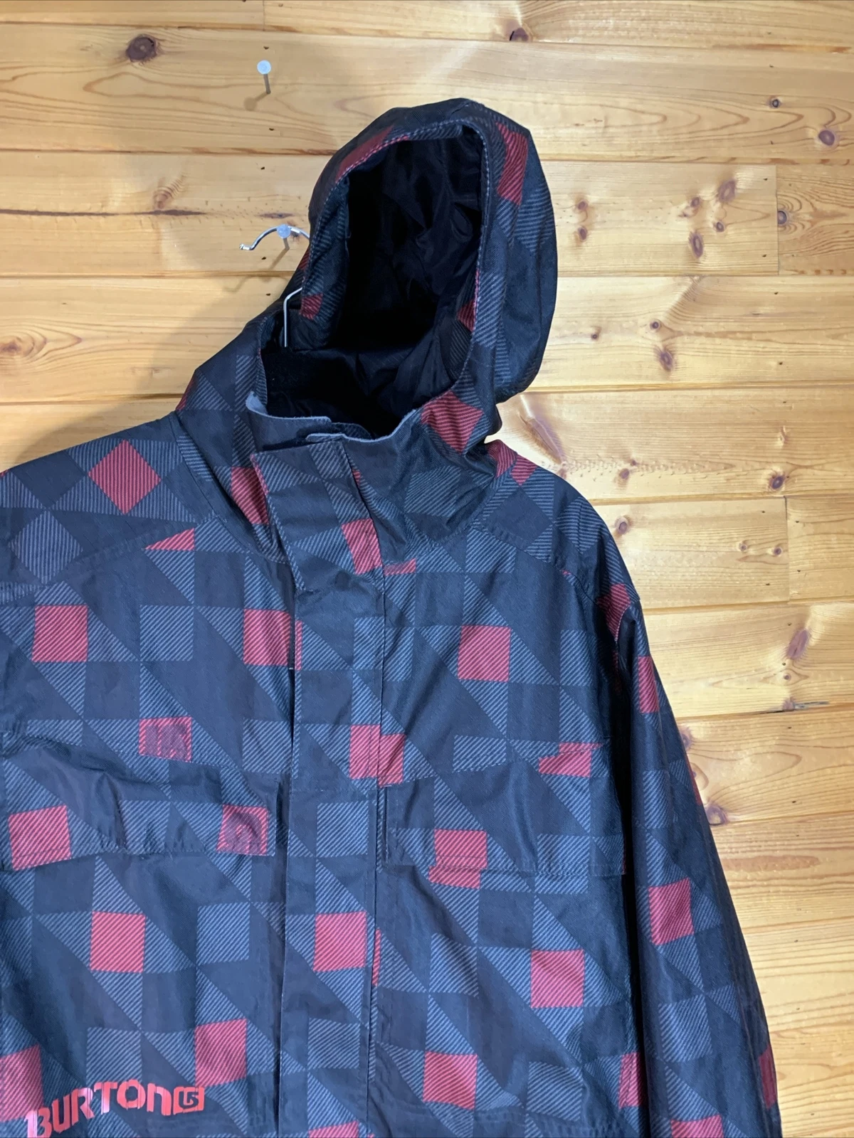 burton dryride snowboarding poacher hooded checkered jacket