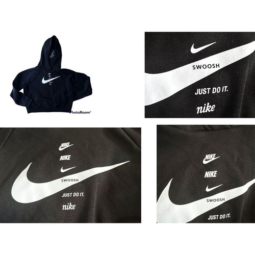 NWT 2017 Nike Oversized Hoodie Womens Sz M Black Swoosh Just do It Pullover - Picture 5 of 13