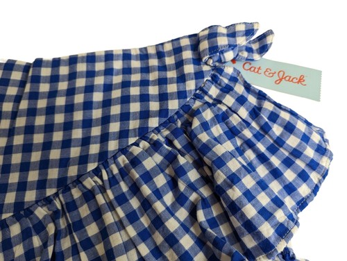 Cat and Jack Girl size 14 Blue White Check Gingham Ruffle Lined Skirt Whimsical - Picture 4 of 10