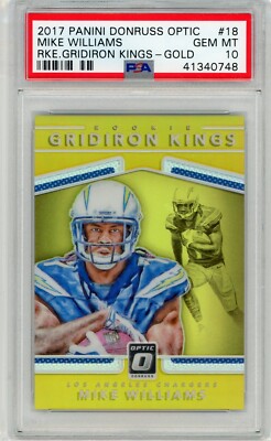 2017 Panini Donruss Optic Gold Rookie Gridiron King 18 Mike Williams 2/10 PSA 10