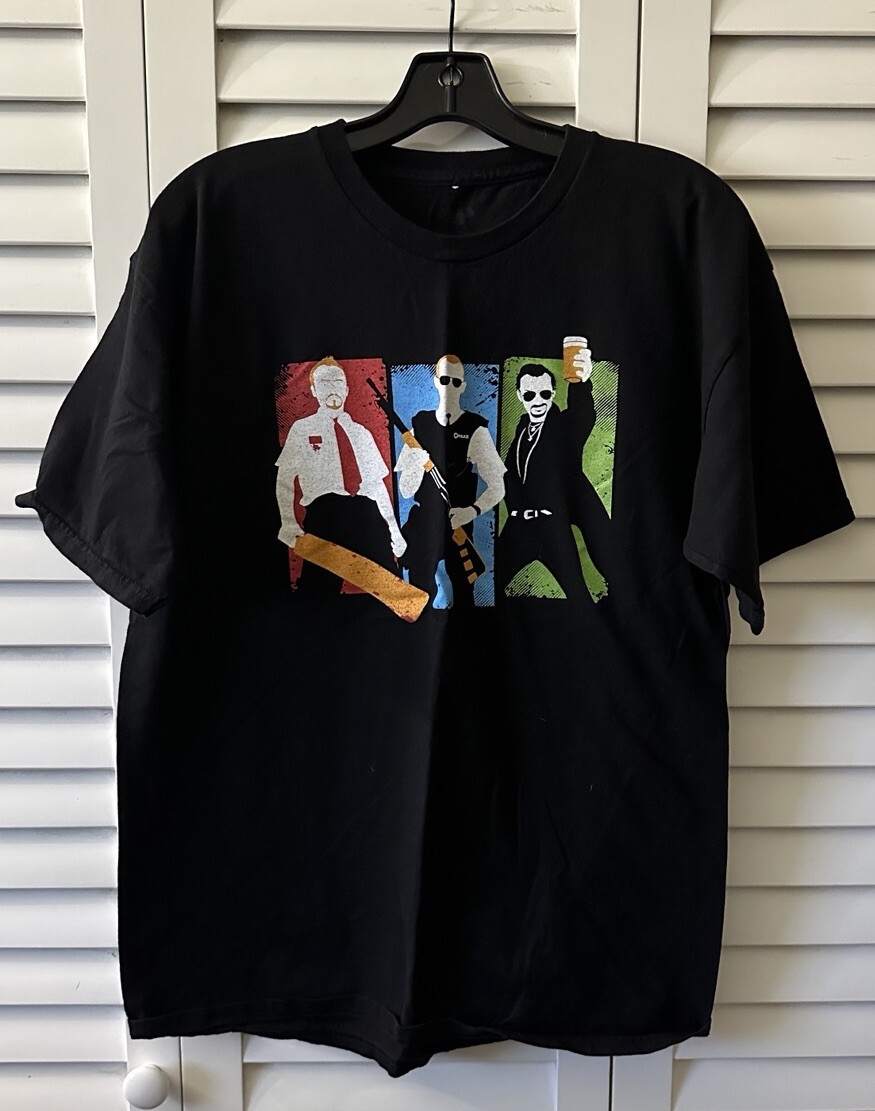 Cornetto Trilogy Large T-Shirt Simon Pegg Tee Fury Shawn Of The Dead Hot  Fuzz