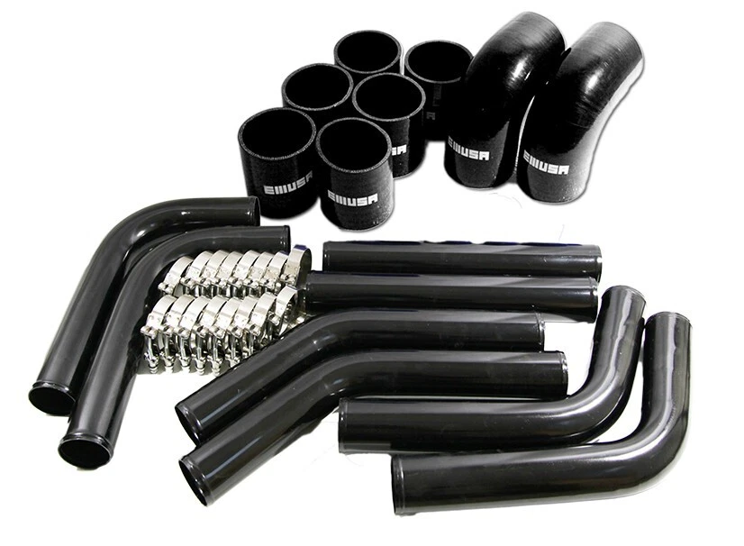 Universal Intercooler 3" Black Piping&Black Silicone Hose& Clamps - Изображение 2 из 2