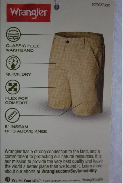 Wrangler men's outdoor sales performance flat front shorts