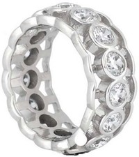 2.40 ct Round Diamond Ring 14k White Gold Eternity Band F VS Size 7 0.15 ct each