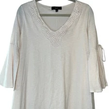 NAIF Ladies Size Small, Cream Midi Dress, Lace, Flare Sleeves