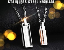 His and Her Matching Titanium Steel Love Valentine Gift Couple Pendant Necklace