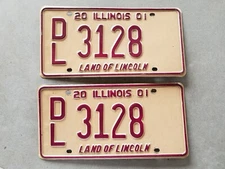 2001 Illinois IL Dealer License Plates Matched Set DL 3128