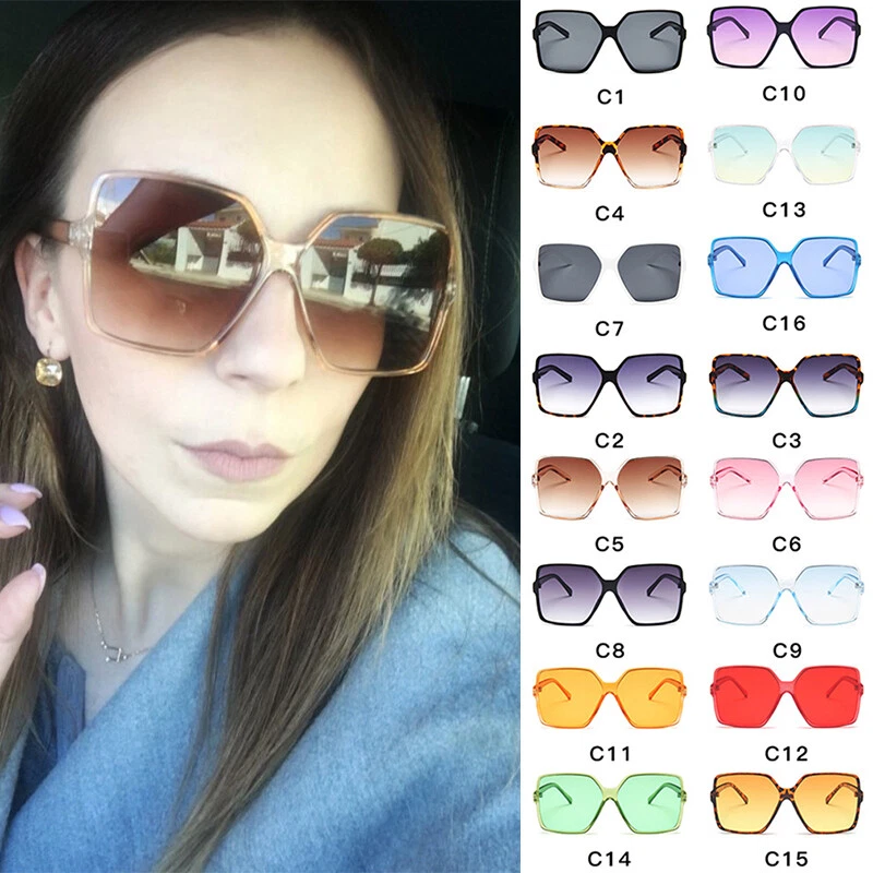 Oversized Square Flat Top Sunglasses Large Black Women Ladies Big