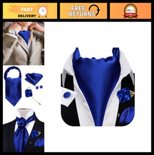 Silk Paisley Ascot Tie Cravat Set with Pocket Square  Cufflinks for Weddings