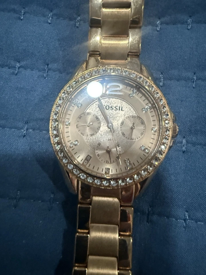 Женские кварцевые часы Fossil ES2889 розовое золото бриллиант - Изображение 4 из 4