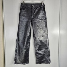 Gap Kids Low Stride Metallic Wide Leg Girls Size 16 Denim Jeans Adjustable Waist