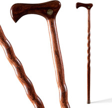 Handcrafted Wood Walking Cane, Twisted Oak, Traditional Style Handle, for Men 