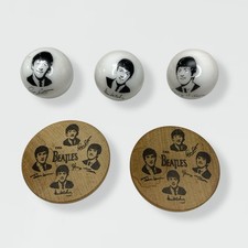 The Beatles 1  Glass Marbles And Wooden Nickels Lot