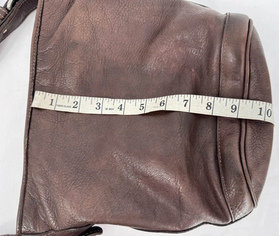 VTG ROOTS CANADA Brown Pebbled Leather Bucket Bag Crossbody Hobo Purse Handbag - Image 3 of 4