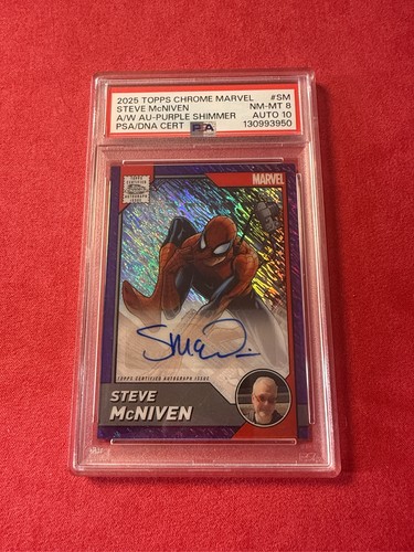 2025 Topps Chrome Marvel Spider-Man Steve McNiven Purple Shimmer Auto