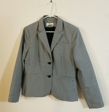 Calvin Klein Women  s Two Tone Gray Geometric Print Professional Blazer Size 12
