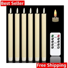 Flameless Ivory Taper Candles Flickering with 10-Key Remote, Battery Operated...