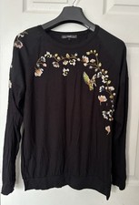Next Black Floral Long Sleeve Top Size 12