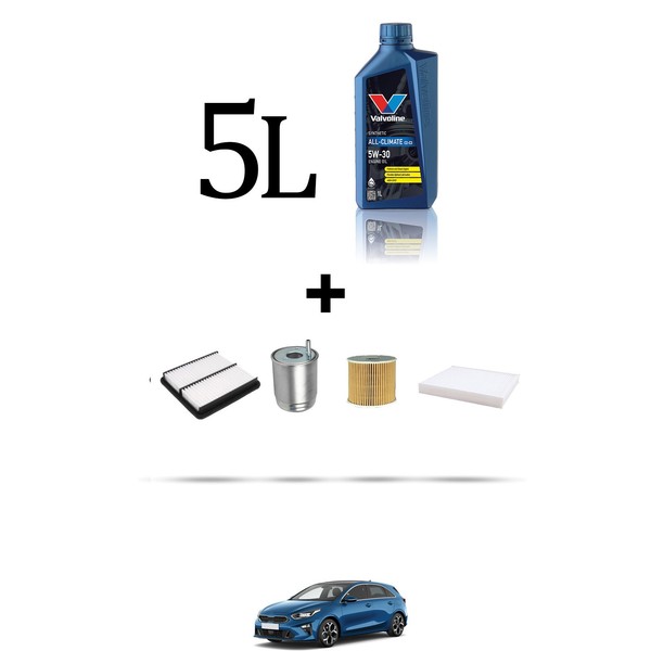 Hoffcar Set Service 4 Filter Und 5L ÖL FüR Kia Cee D III (Cd) 1.6 Crdi 100Kw D-image