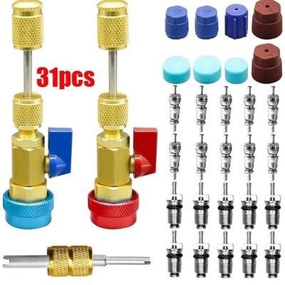 #ad 31Pcs Set R134A High Low Pressure AC Valve Core Quick Remover Installer Tool Kit $17.50
