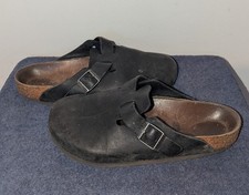 Birkenstock Boston Clogs Womens Size EU 40 US 9 Black Oiled Leather Slip On
