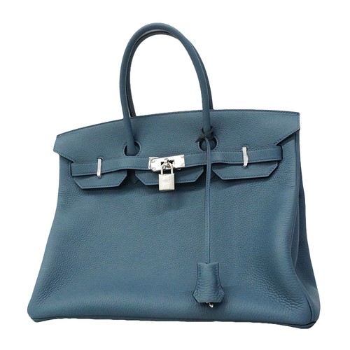 Auth [6ic4059-e-g] HERMES Handbag Birkin 35 Togo Bruton pet Silver metal fit...