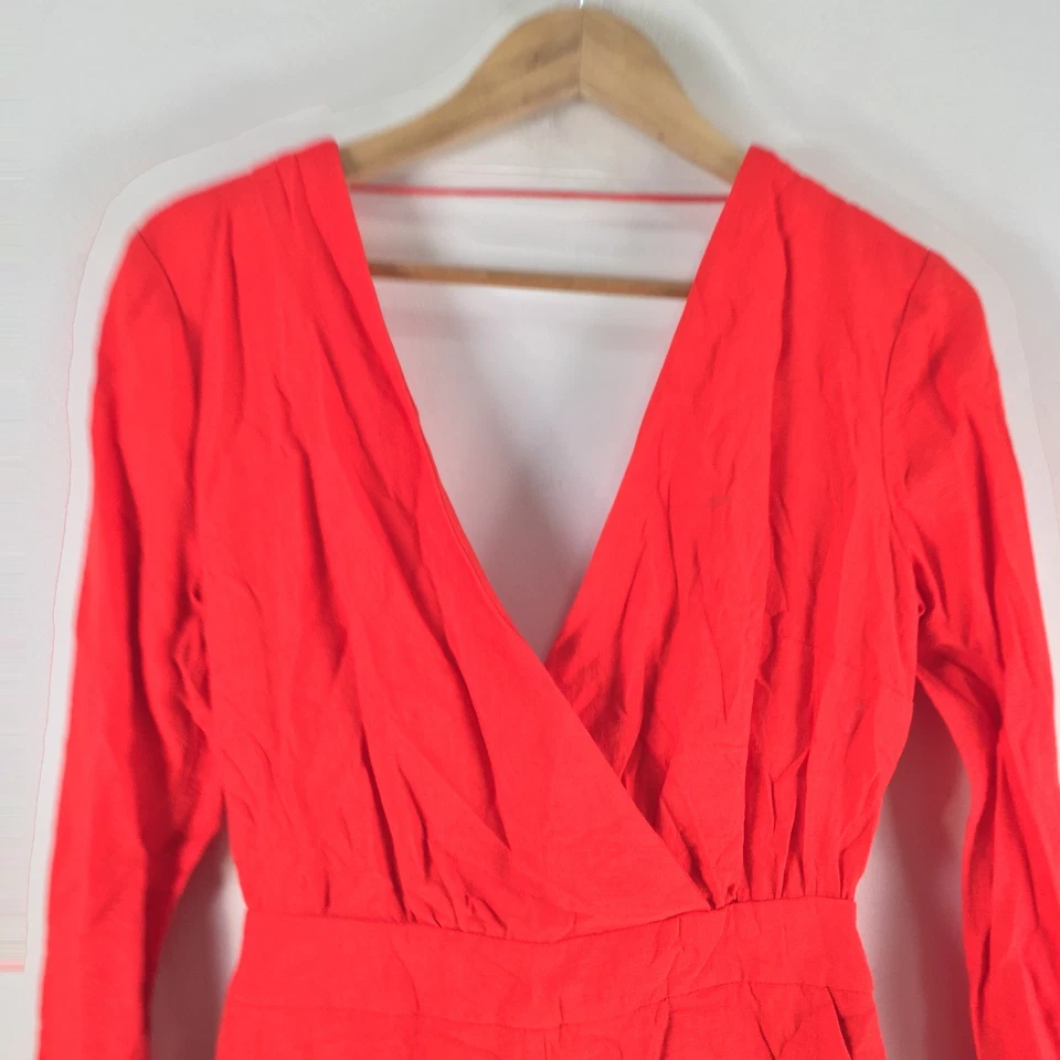 Bardot Mujer Mono Mameluco Talla 8 Rojo Manga Larga Cuello Viscosa 117034 Foto 2 de 4