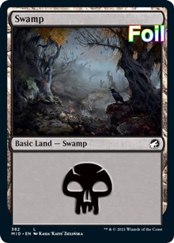 MTG MID NM Land Swamp #382 Foil