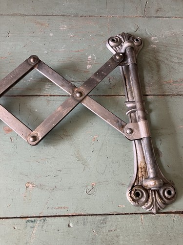 Oversized Nickel Scissor Beveled Shaving Mirror Adjustable Antique Faries Era - Imagen 19 de 24