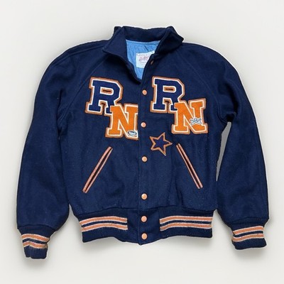 70s Vintage USA Letterman Varsity Jacket Hutches Made USA Size L Falls Like S/M