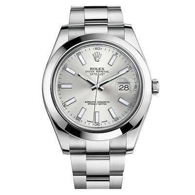 Rolex Datejust II Silver Stick Dial on Oyster 116300 Complete 2013