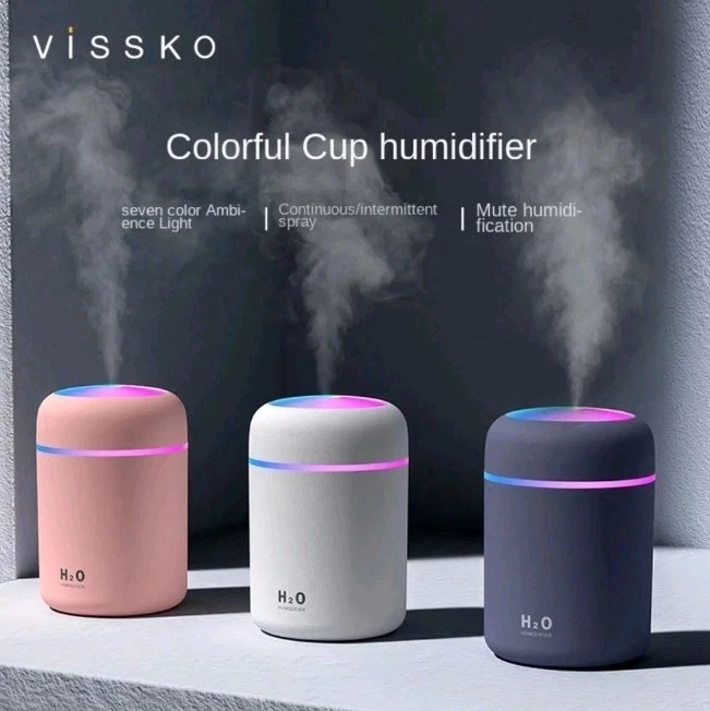 Colorful Cool Mini Humidifier, USB Personal Desktop Humidifier for Car, White - Image 3 of 4