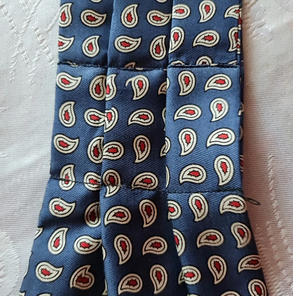 BUFANDA CORBATA ASCOT DOBLE LARGA SEDA AZUL GUCCI AUTÉNTICA ITALIA CABALLERO VINTAGE Foto 3 de 4