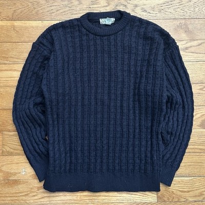 Vintage 70s Ll Bean 100% Worsted Wool Cable Knit Fisherman Sweater Medium