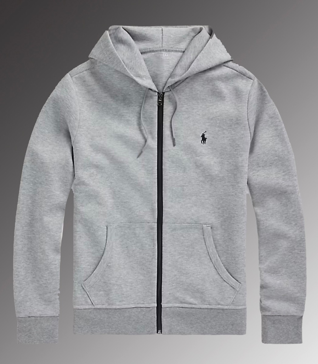 Polo Ralph Lauren Double Knit Hoodie Full Zip Grey Heather Men's