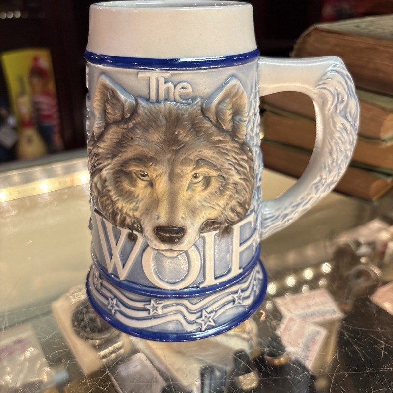 The Wolf Stein Mug Tom Obrien American Animal Ceramarte 2000 Blue