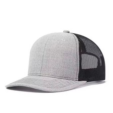 Plain grey baseball cap with black mesh back