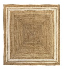 Teppich Jute Quadratform Wende 100% Juteteppich Geflochten Modern Rustikal 150x150CM