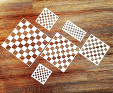 6Pcs Reusable Check Painting Stencils, Small Square Plaid Stencils,Plastic Art C