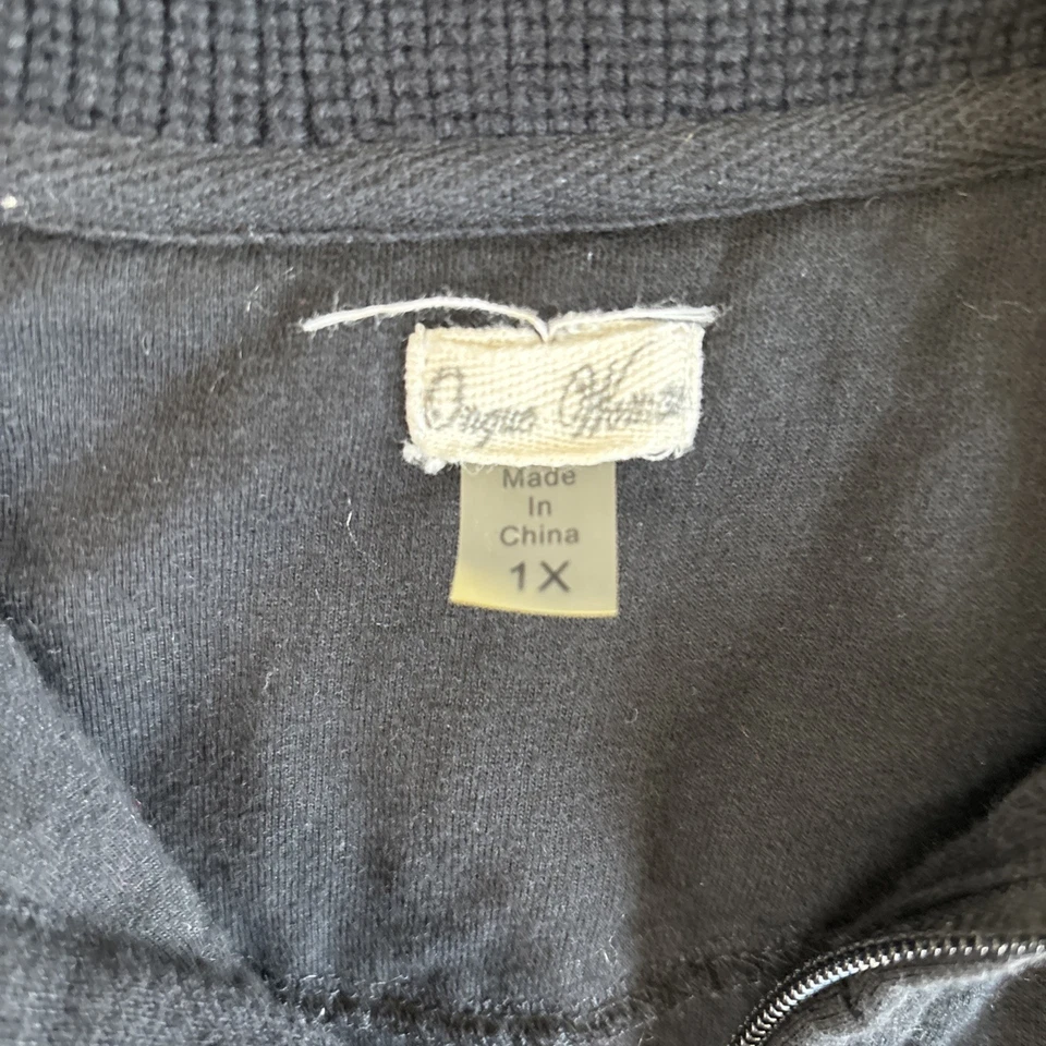 Organa Thomas 女式 1X 黑色绗缝拉链领背心 Puffer 风格 — 第 3/4 张图片