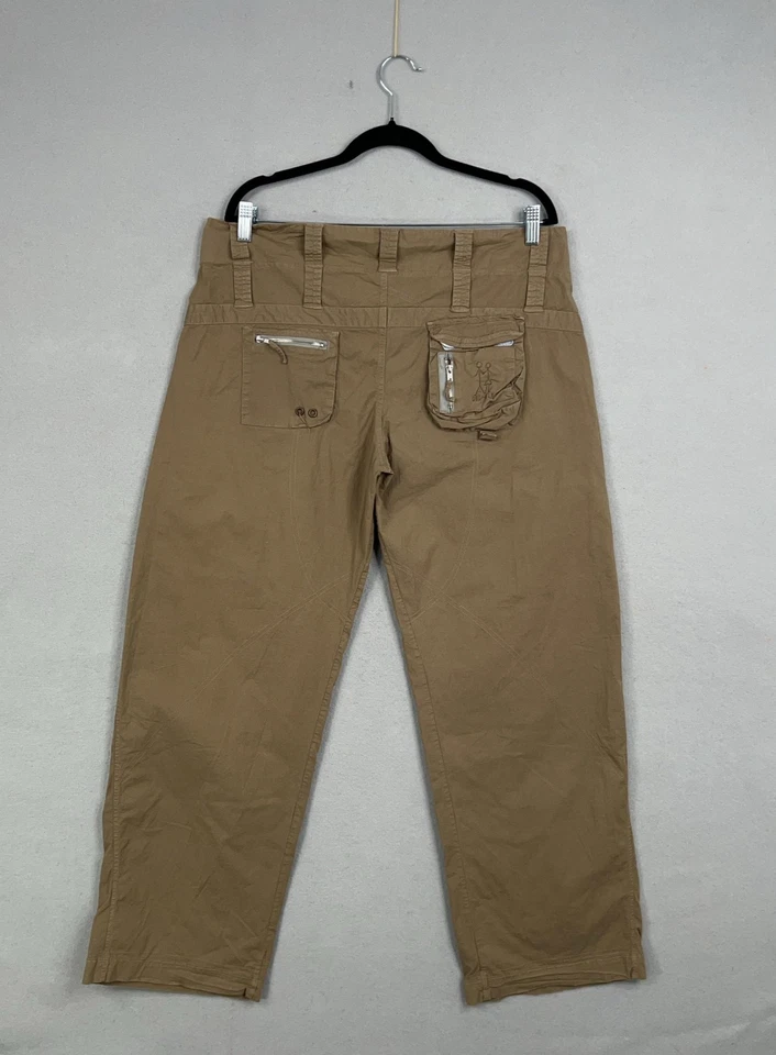 Pantalones Pete & Greta Mujer 12 Caqui Carga Utilidad Elastizados Cremallera Bolsillos Botón Mosca Foto 3 de 4