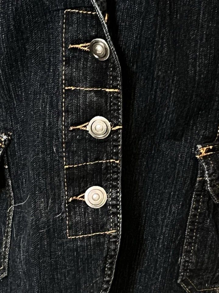 Chaqueta Blazer Live A Little Jean Mujer 3XL LAVADO OSCURO Bolsillos Cuadrado Oficina Informal Foto 2 de 4